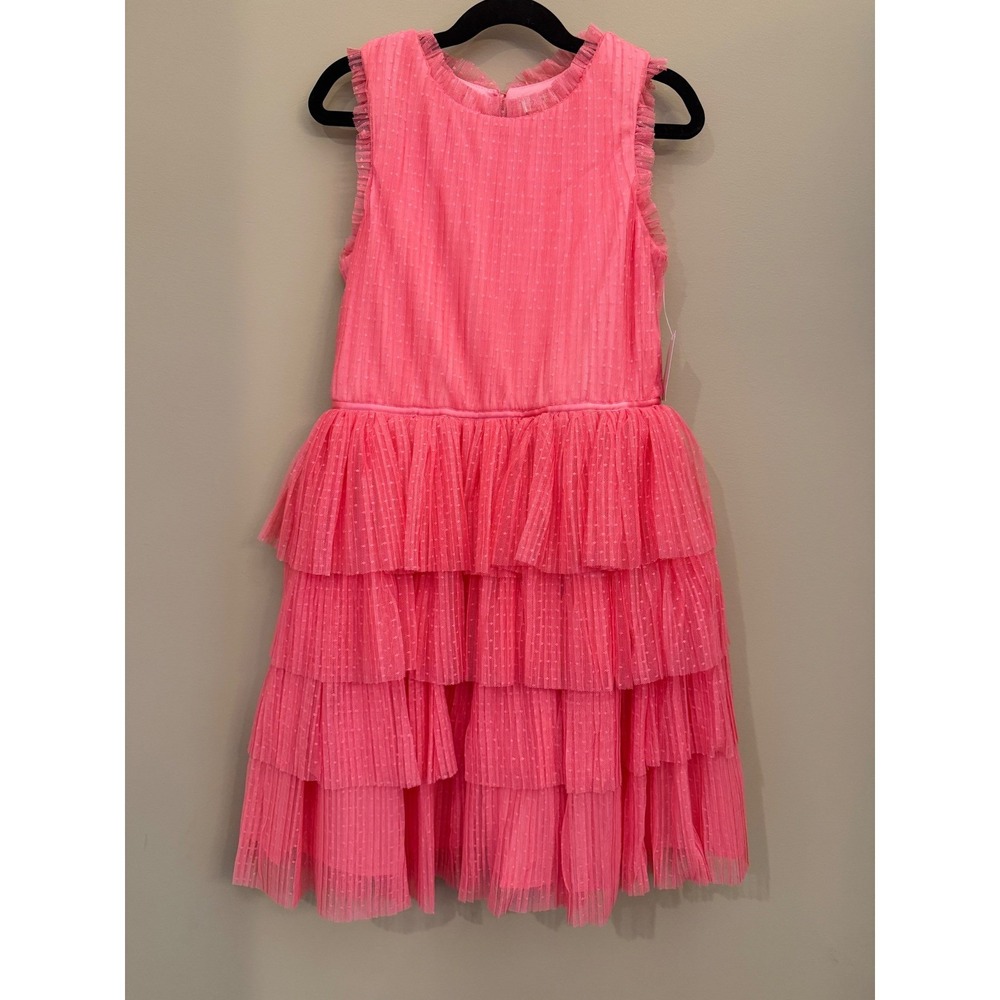 Zenzi Girls Large 10/12 Pink Tiered Tulle Swiss Dot Party Dress NEW NWT